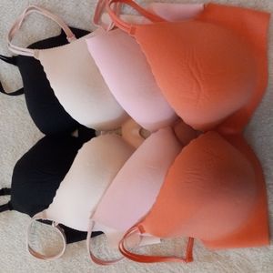 Victoria's Secret Black, Cream, Pink, Orange Bras